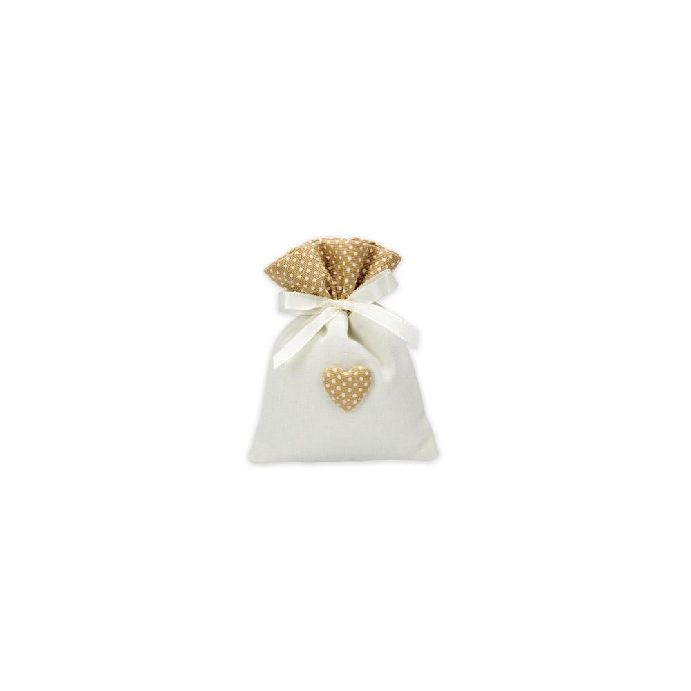 SACCHETTO CON CUORE APPL POIS 50-10 BEIGE